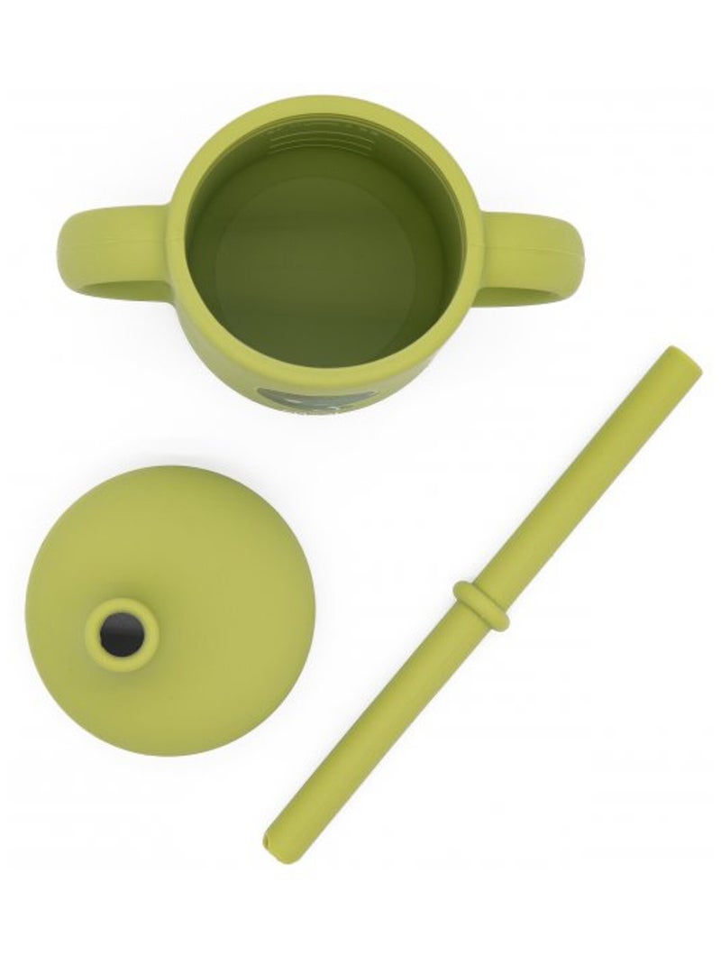Sassi Junior | Gobelet en silicone avec poignées et paille 120 ml Animaux Vert - Kiabi