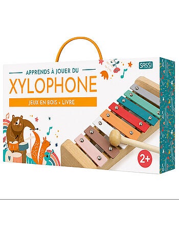 Sassi junior | jouet xylophone en bois enfant avec livre d'apprentissage