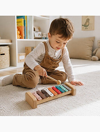 Sassi junior | jouet xylophone en bois enfant avec livre d'apprentissage