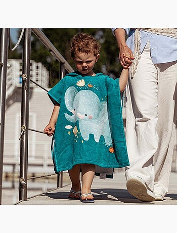 Sassi junior | poncho de bain enfant à capuche en coton animaux