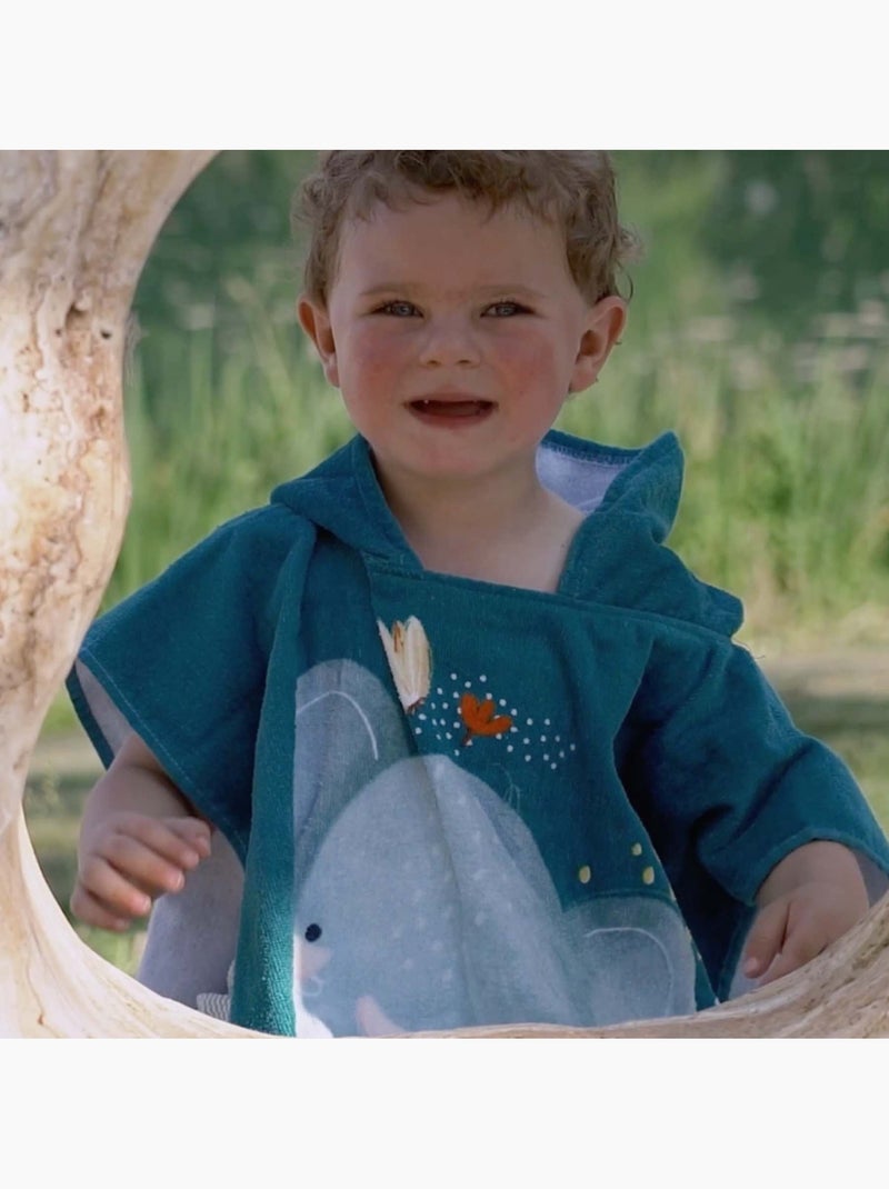 Sassi junior | poncho de bain enfant à capuche en coton animaux Bleu - Kiabi
