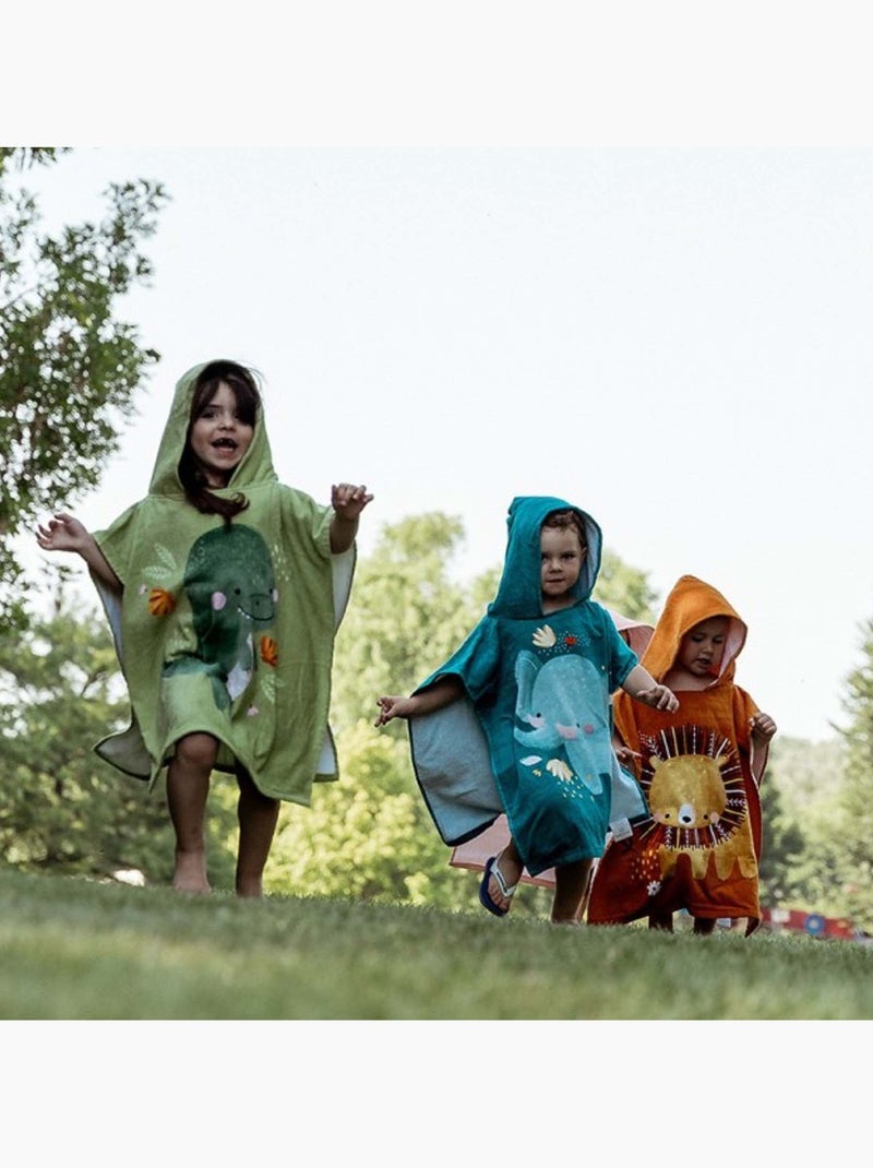 Sassi junior | poncho de bain enfant à capuche en coton animaux Bleu - Kiabi