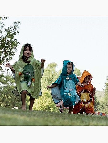 Sassi junior | poncho de bain enfant à capuche en coton animaux