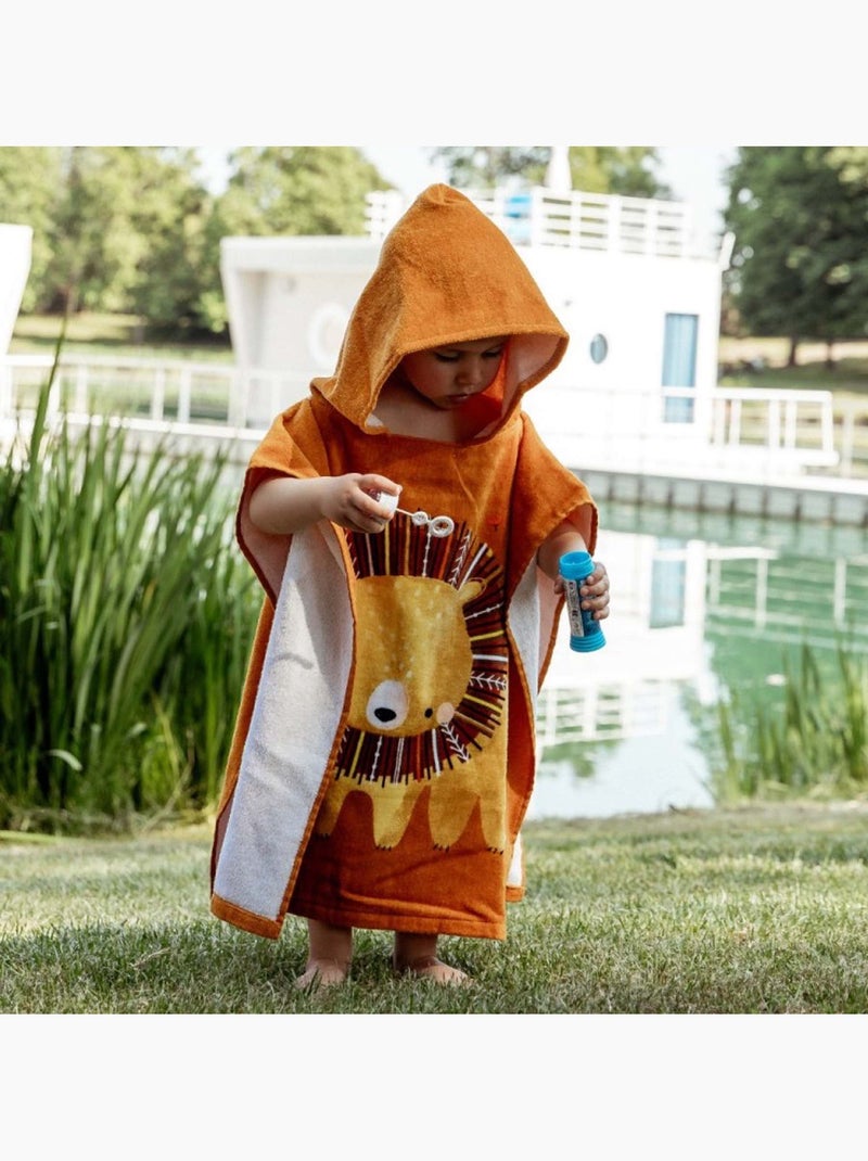 Sassi junior | poncho de bain enfant à capuche en coton animaux Orange - Kiabi