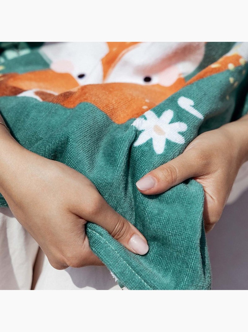 Sassi junior | poncho de bain enfant à capuche en coton animaux Vert forêt - Kiabi