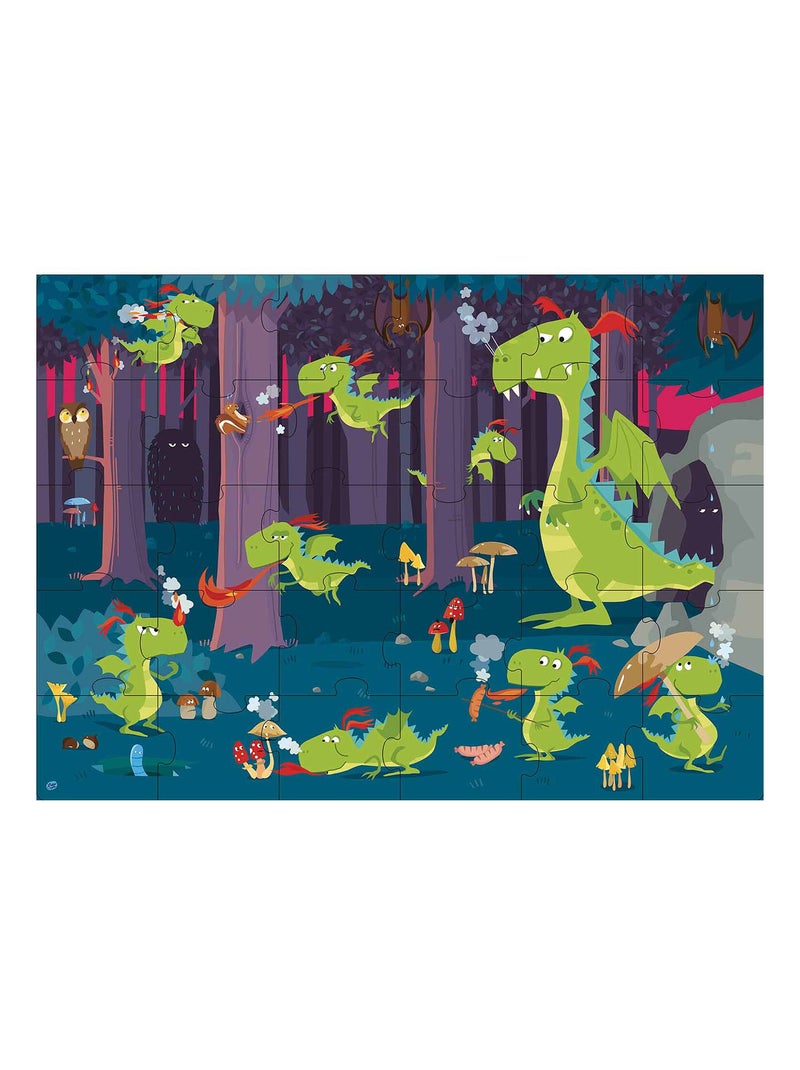 Sassi Junior | Puzzle géant & Livre - La forêt des dragons Vert - Kiabi