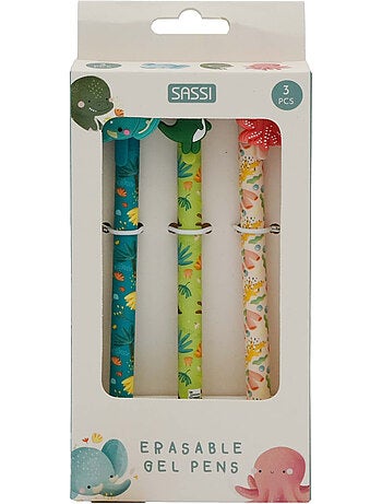 Sassi junior | set de 3 stylos gel effaçables animaux