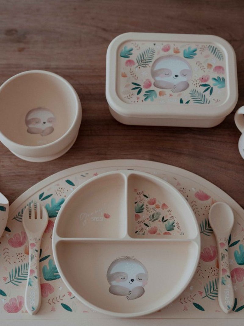 Sassi Junior | Set fourchette et cuillère en silicone Animaux Beige - Kiabi