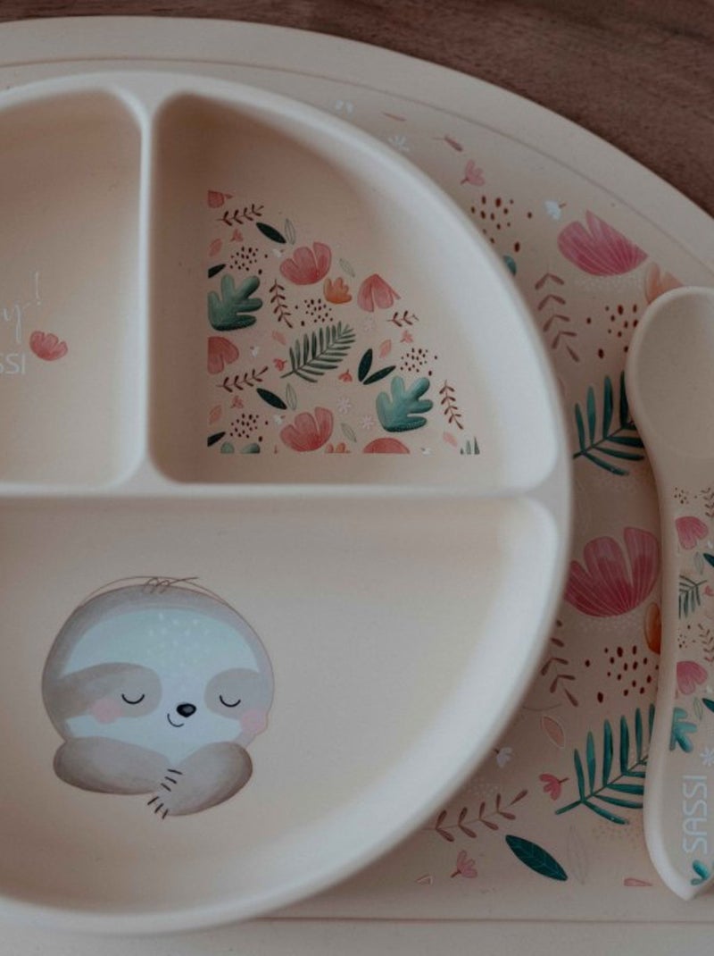 Sassi Junior | Set fourchette et cuillère en silicone Animaux Beige - Kiabi
