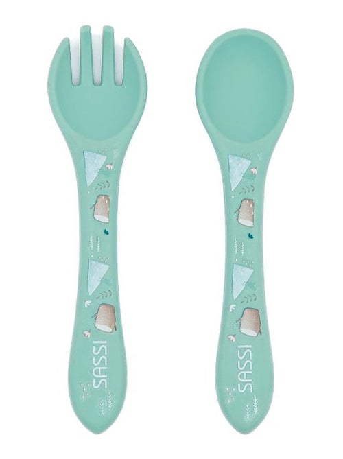 Sassi Junior | Set fourchette et cuillère en silicone Animaux - Kiabi
