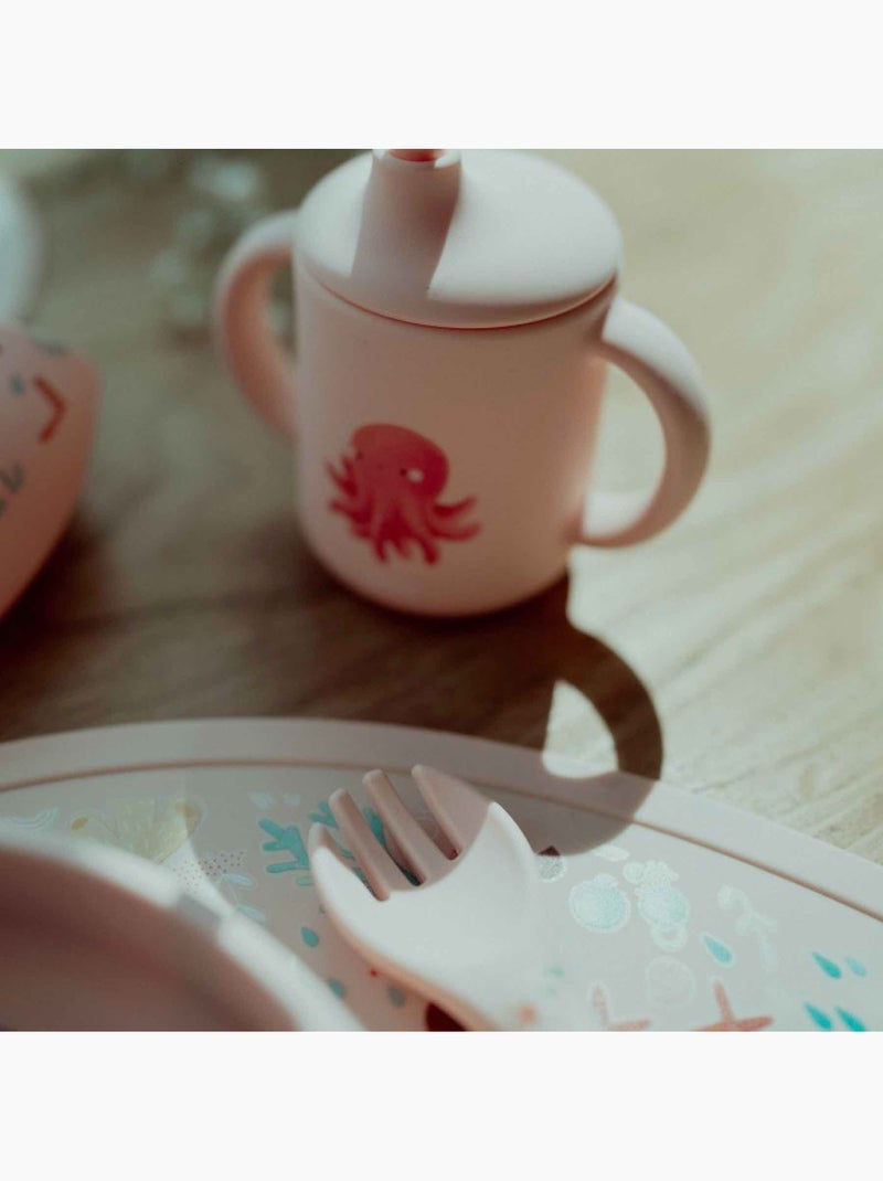 Sassi Junior | Set fourchette et cuillère en silicone Animaux Orange clair - Kiabi