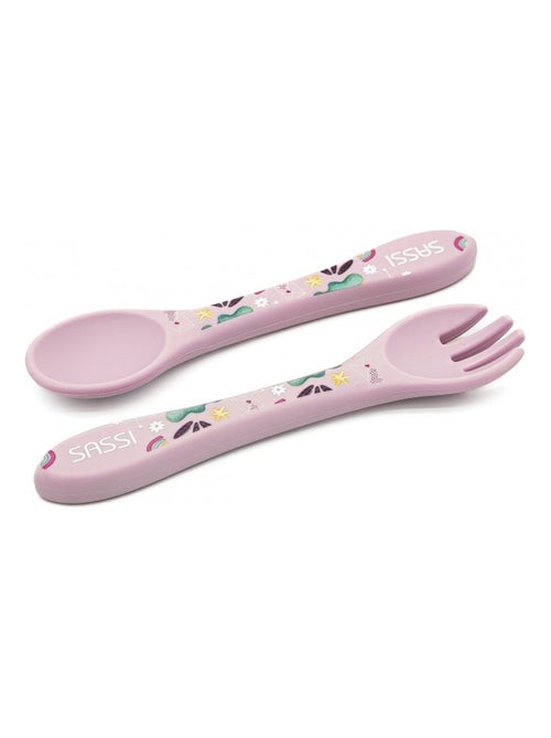 Sassi Junior | Set fourchette et cuillère en silicone Animaux - Kiabi