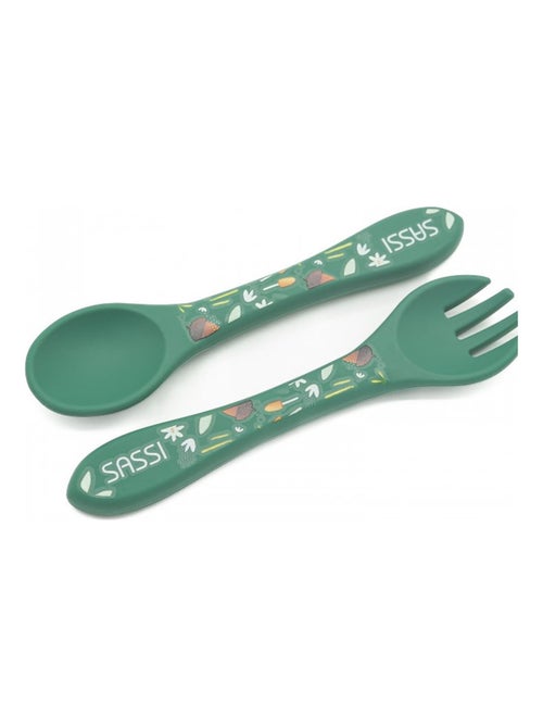 Sassi Junior | Set fourchette et cuillère en silicone Animaux - Kiabi