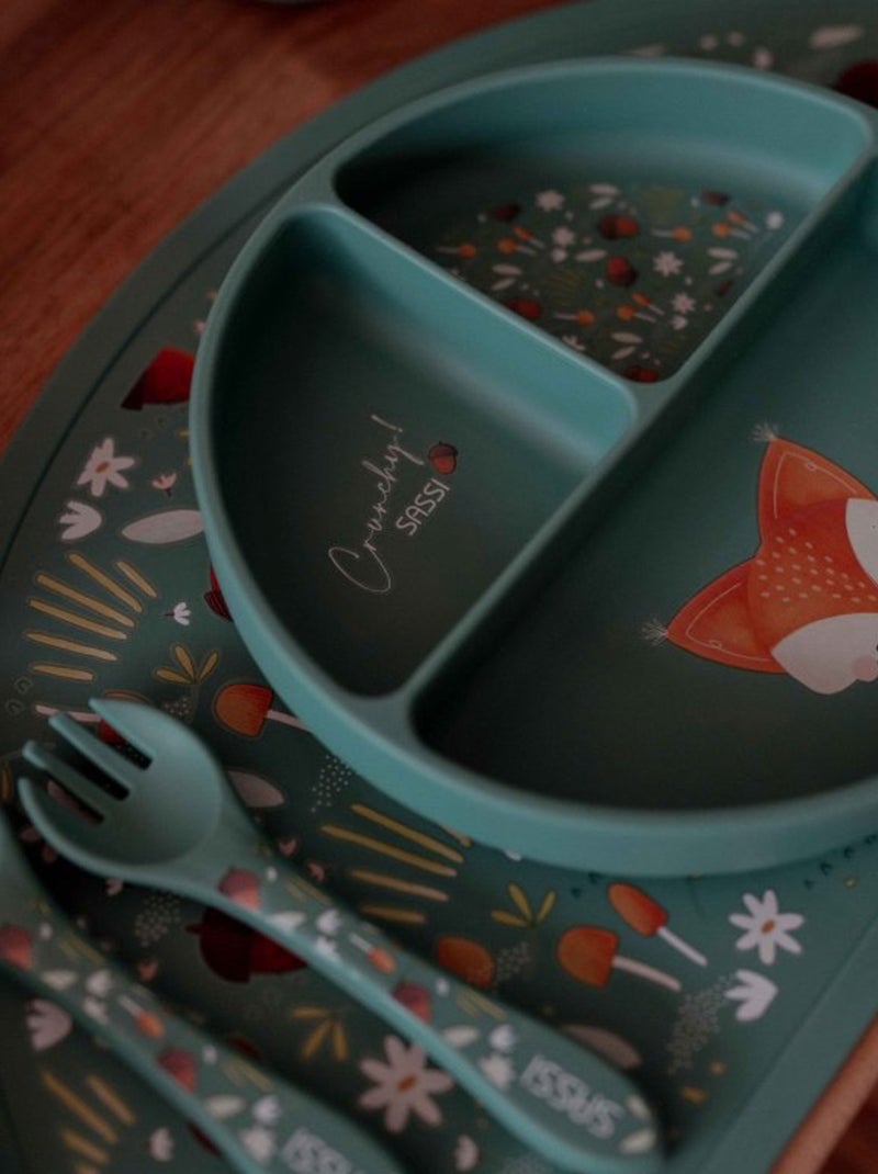 Sassi Junior | Set fourchette et cuillère en silicone Animaux Vert forêt - Kiabi