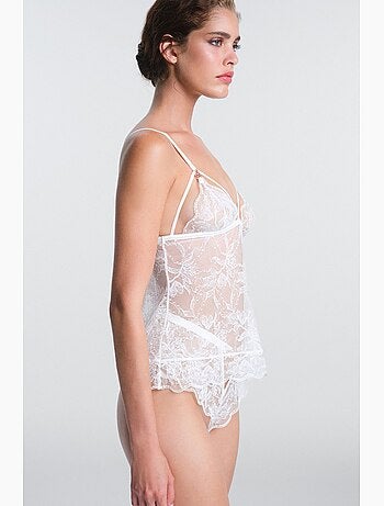 Scarlett fleuri en dentelle, teddy col v sans armatures penti