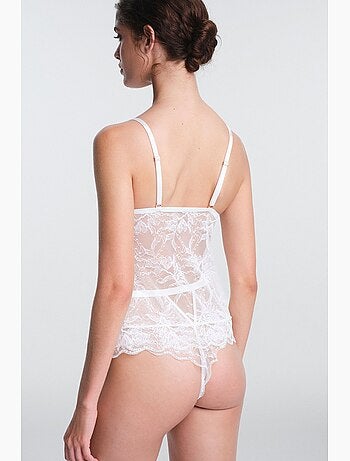 Scarlett fleuri en dentelle, teddy col v sans armatures penti