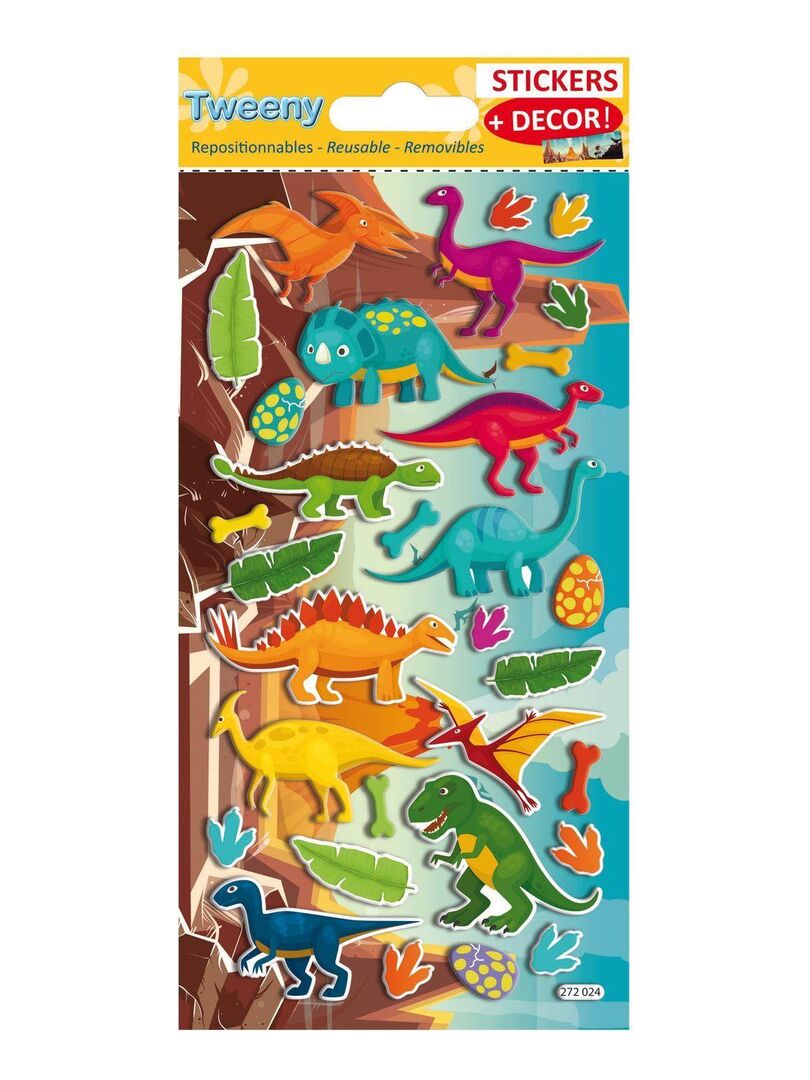 Kit De 5 Autocollants Dinosaures Arc-en-ciel Pour Fenêtres - PVC Réutilisable - Décoration Intérieure Colorée, Facile à Poser/enlever