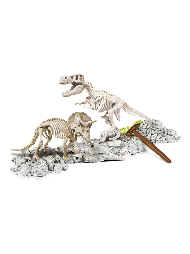 Science et jeu : Archéo-ludic : T-Rex et Tricératops phosphorescents Multicolore - Kiabi
