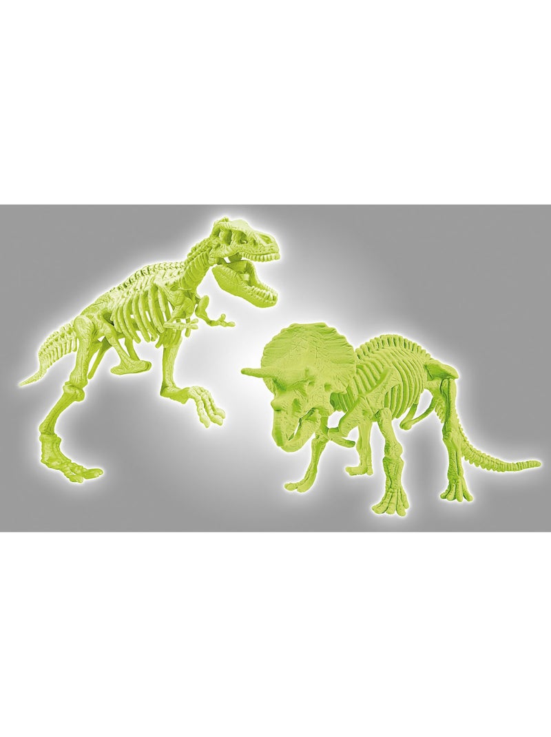 Science et jeu : Archéo-ludic : T-Rex et Tricératops phosphorescents Vert - Kiabi