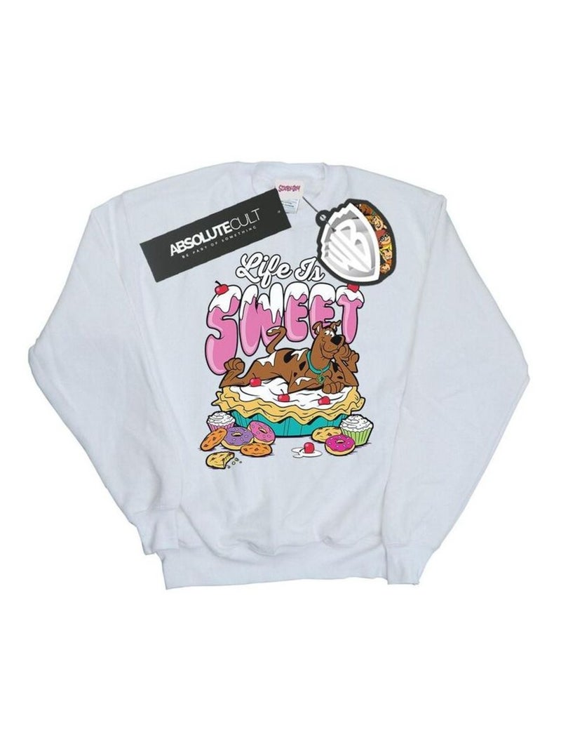 Scooby Doo - Sweat LIFE IS SWEET Blanc - Kiabi