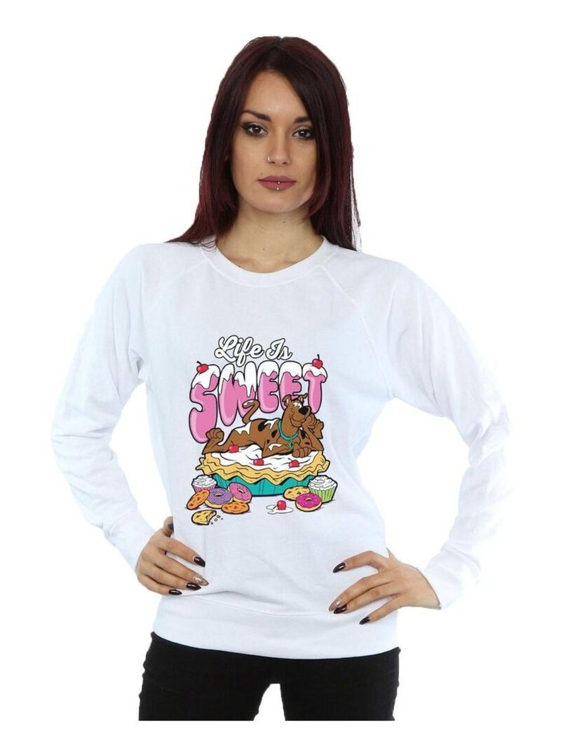 Scooby Doo - Sweat LIFE IS SWEET Blanc - Kiabi