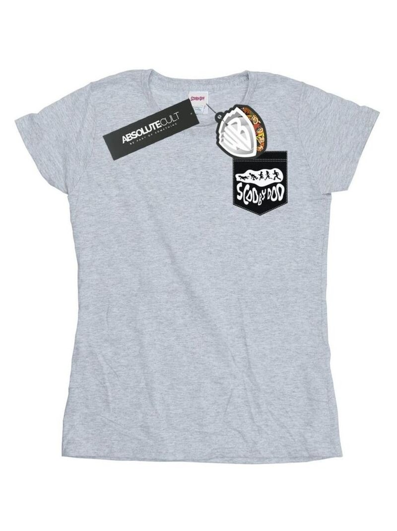 Scooby Doo - T-shirt FAUX POCKET Gris chiné - Kiabi