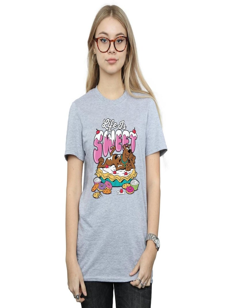Scooby Doo - T-shirt LIFE IS SWEET Gris chiné - Kiabi