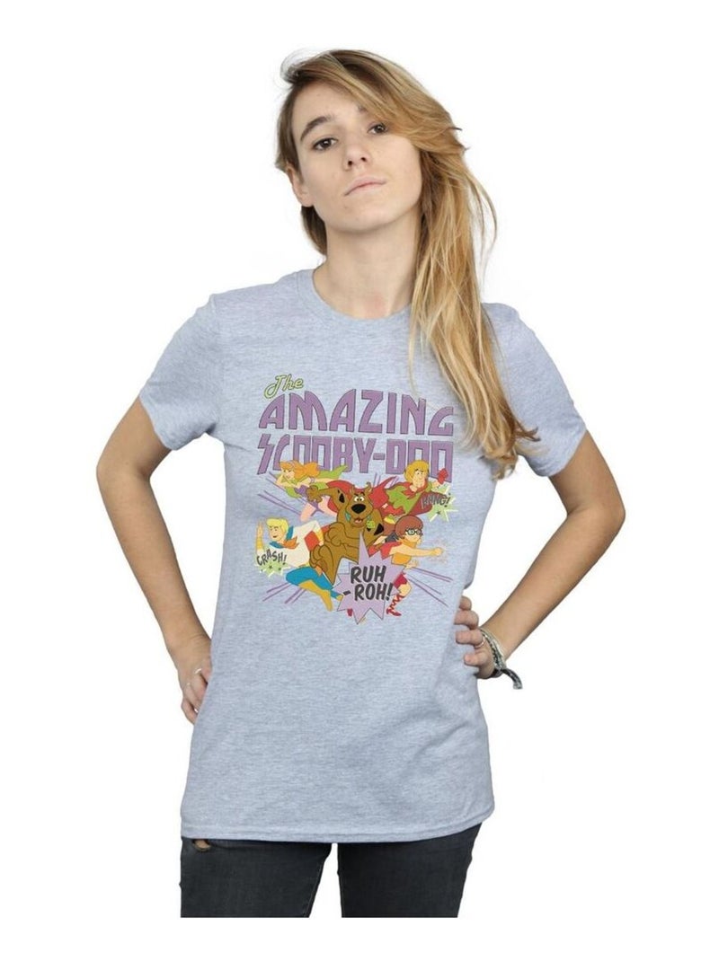 Scooby Doo - T-shirt THE AMAZING Gris chiné - Kiabi