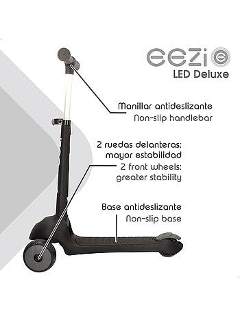 Scooter à 3 roues avec éclairage et guidon pliant eezi