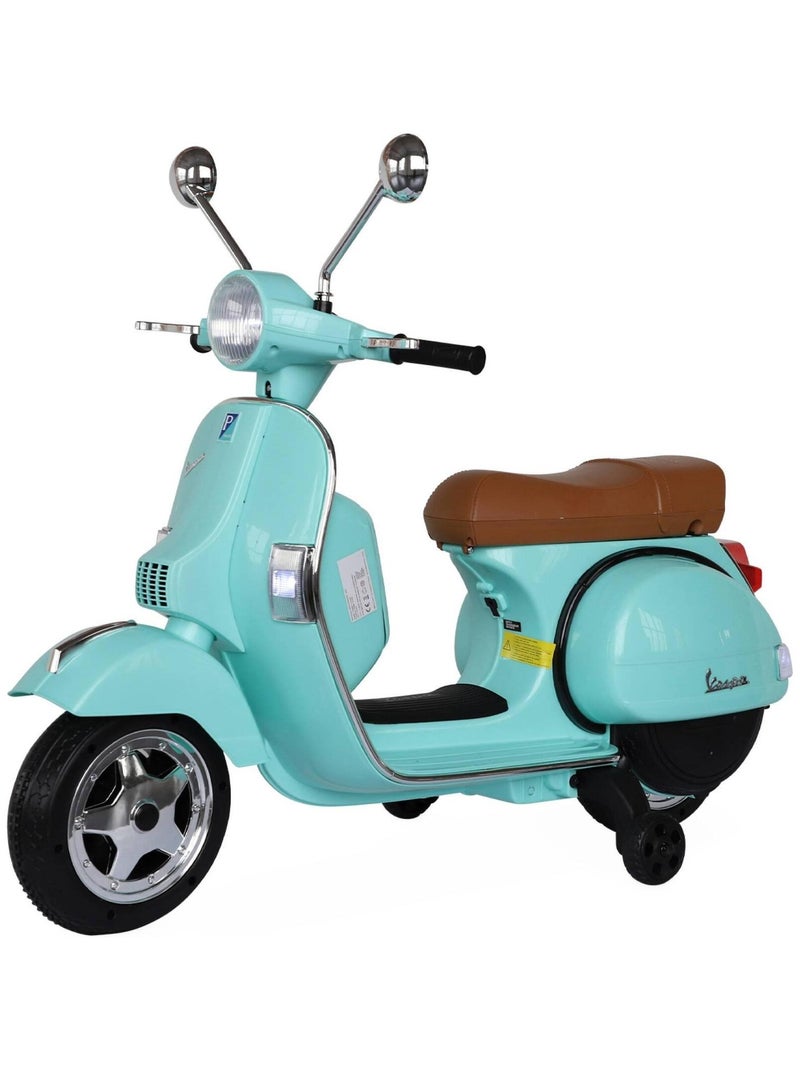 Scooter électrique enfant Vespa 1 place 12V Vert d'eau - Kiabi