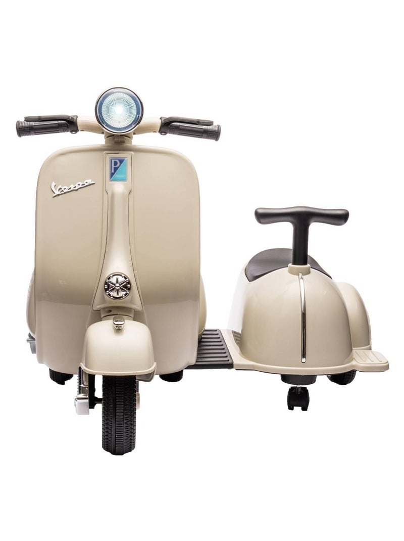 Scooter électrique enfant Vespa 1 place 6V avec porteur Beige - Kiabi