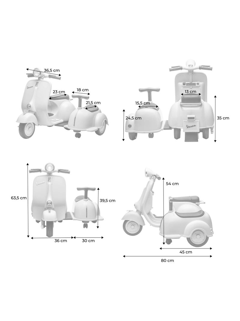 Scooter électrique enfant Vespa 1 place 6V avec porteur Beige - Kiabi