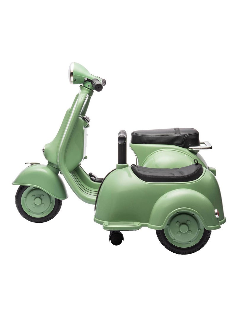 Scooter électrique enfant Vespa 1 place 6V avec porteur Vert - Kiabi