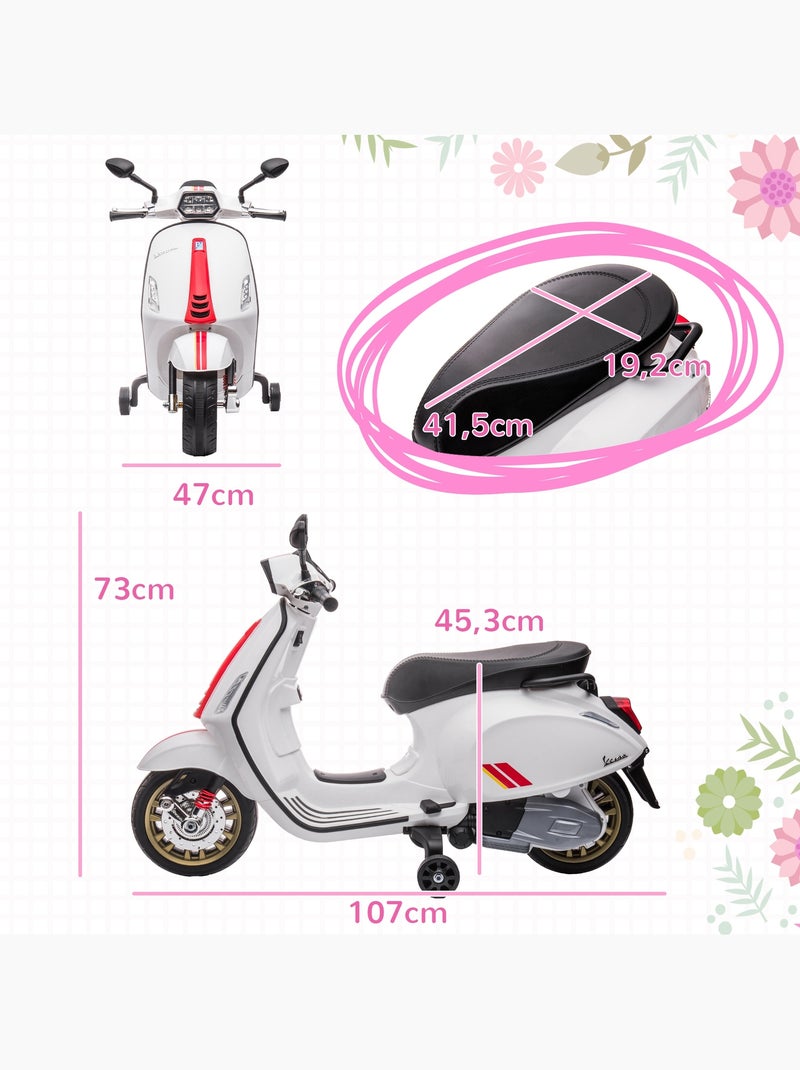 Scooter électrique enfant vespa 6v - nombreux équipements Blanc Blanc - Kiabi