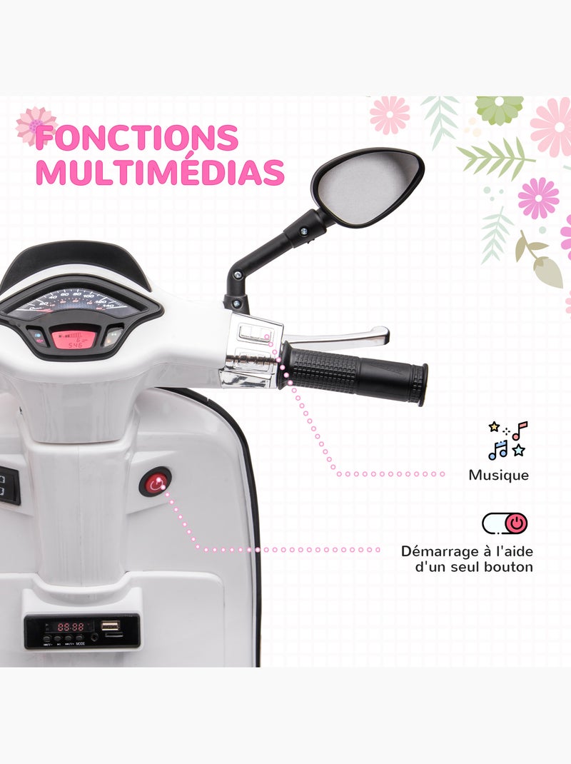 Scooter électrique enfant vespa 6v - nombreux équipements Blanc Blanc - Kiabi