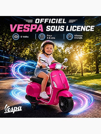 Scooter électrique enfant vespa 6v - nombreux équipements