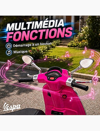 Scooter électrique enfant vespa 6v - nombreux équipements