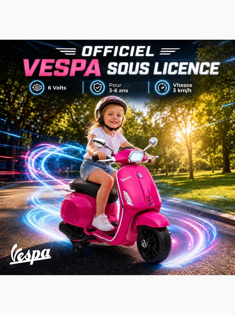 Scooter électrique enfant vespa 6v - nombreux équipements Rose - Kiabi