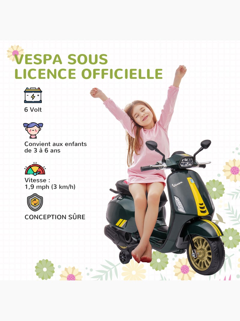 Scooter électrique enfant vespa 6v - nombreux équipements Vert - Kiabi