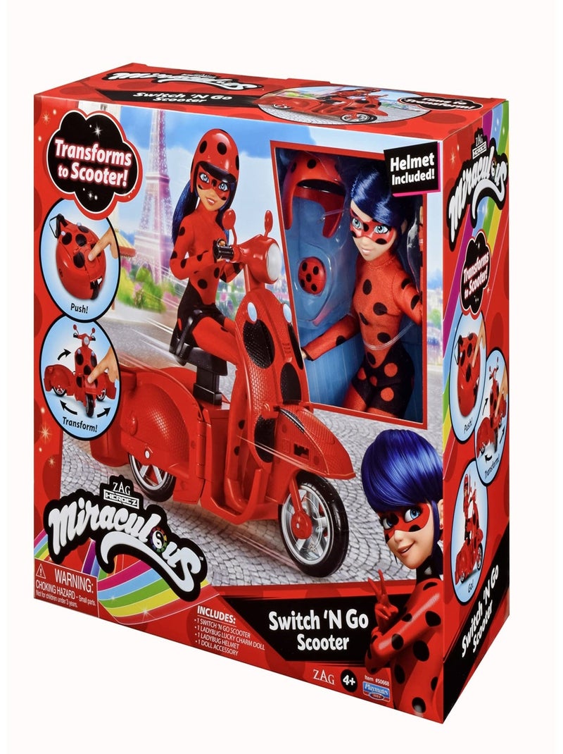 Scooter Miraculous Switch'n go + poupée articulée Ladybug Rouge - Kiabi