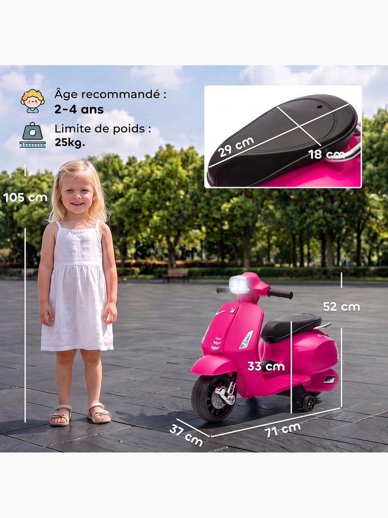 Scooter moto électrique enfant vespa effets lumineux et sonores Rose - Kiabi