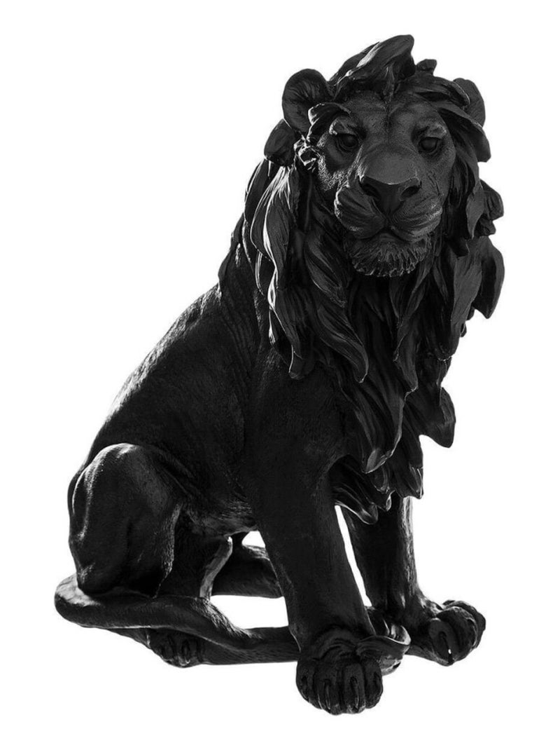 Sculpture lion en résine H31 noir Noir - Kiabi