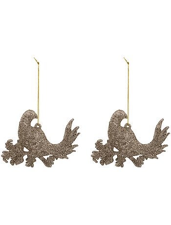 Sdn plast oiseau branche or x2