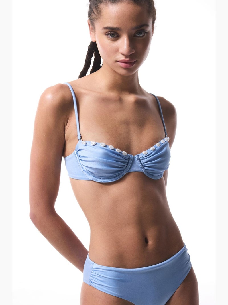 Seashell bas de bikini froncé penti Bleu ciel - Kiabi