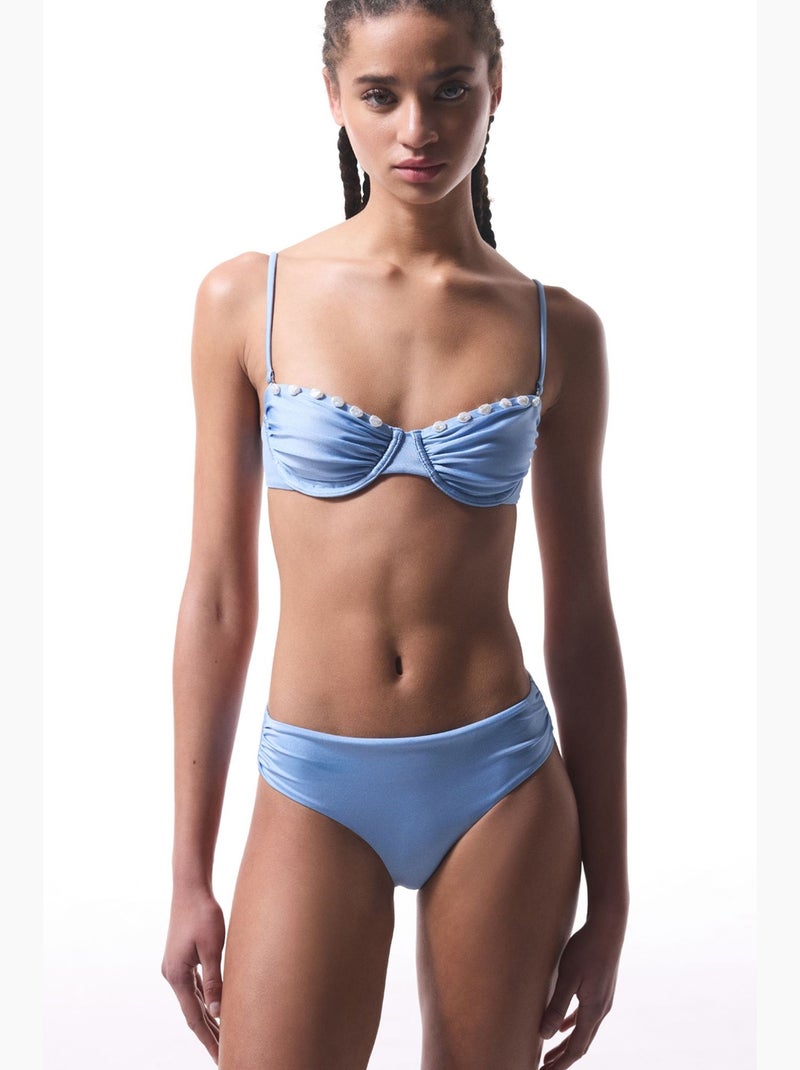 Seashell haut de bikini à perles et à armatures penti Bleu ciel - Kiabi