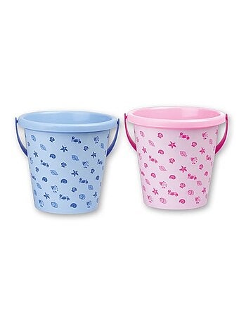 Seau à sable rose + bleu