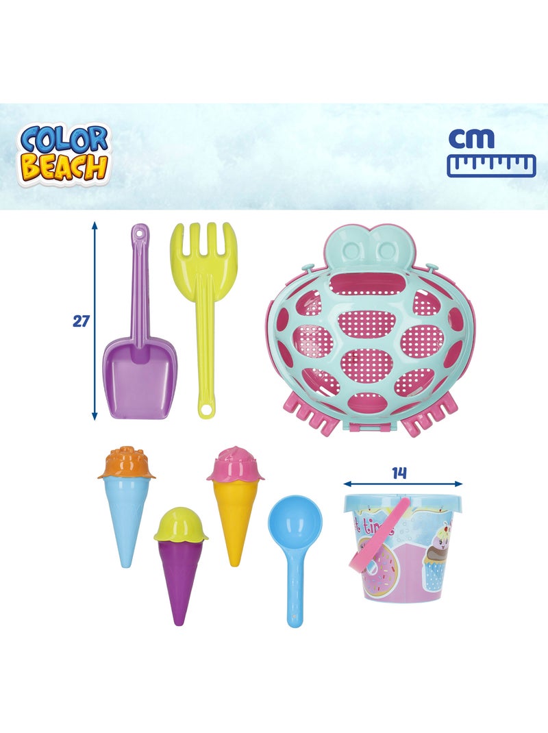 Seau de plage avec accessoires et crabe de plage coloré color beach N/A - Kiabi
