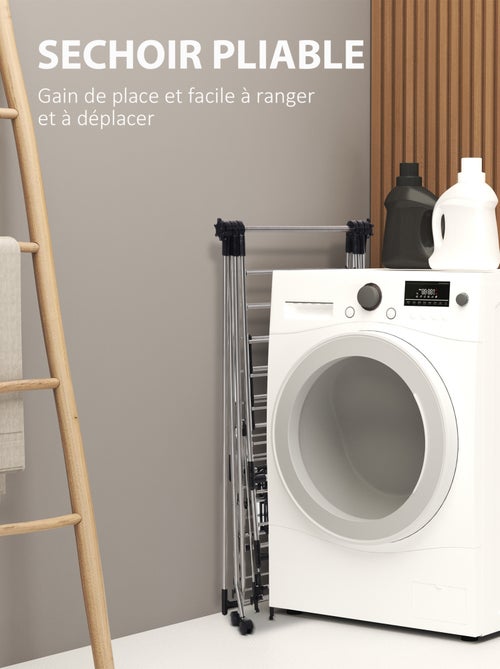 Séchoir à linge étendoir à vêtements pliable réglable acier inox. PP noir - Kiabi