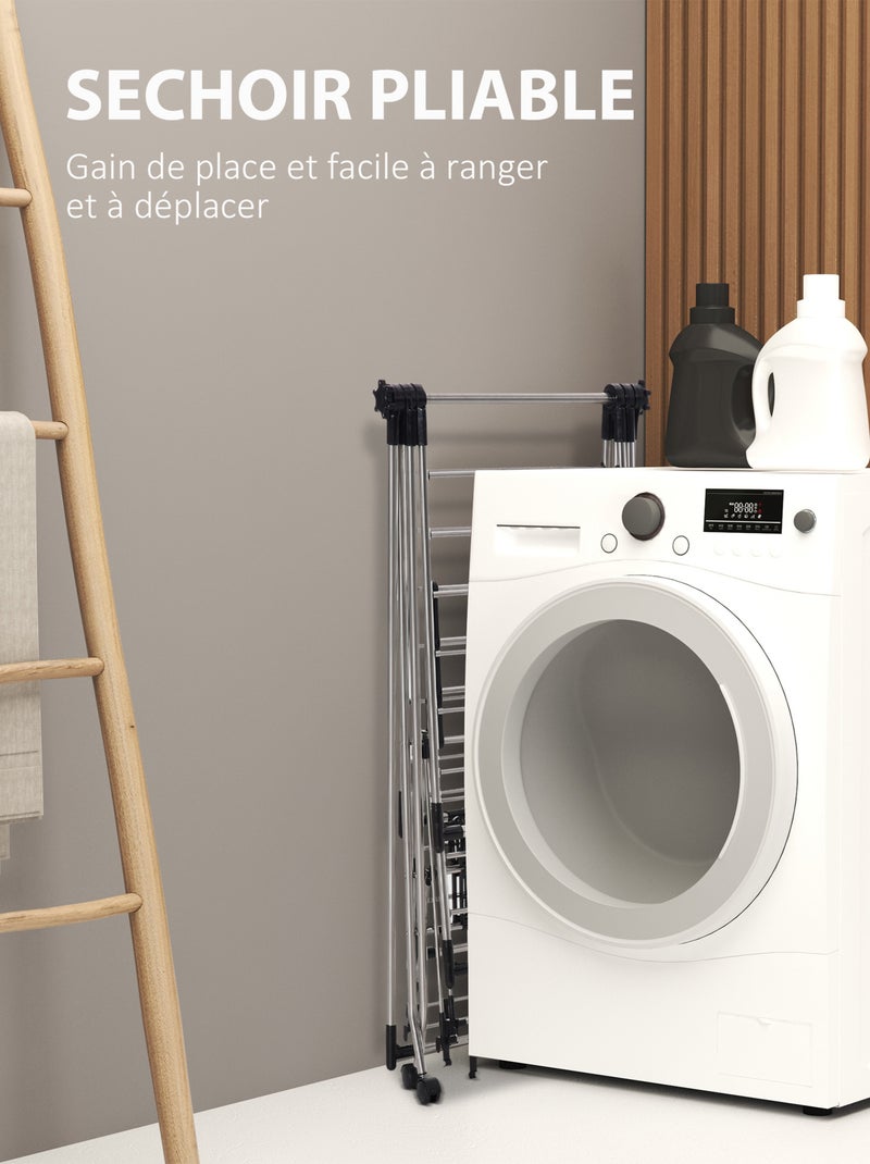 Séchoir à linge étendoir à vêtements pliable réglable acier inox. PP noir Gris - Kiabi