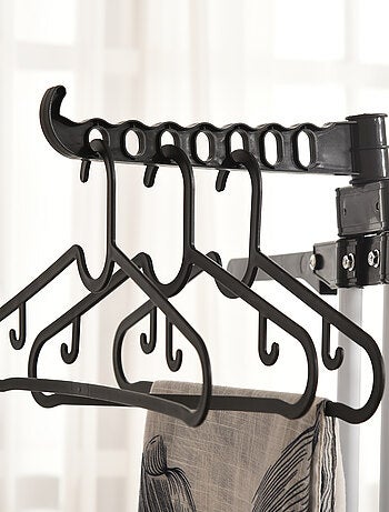 Sechoir à linge étendoir pliable 3 niveaux 2 ailes latérales à cintres acier blanc PP